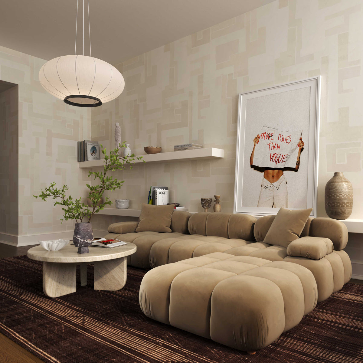 Calliope 4-piece Cafe Au Lait Performance Velvet Modular Sectional