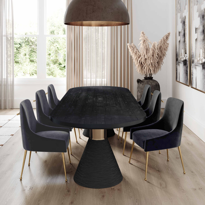 Beatrix Grey Performance Velvet Dining Chair - Gold Legs