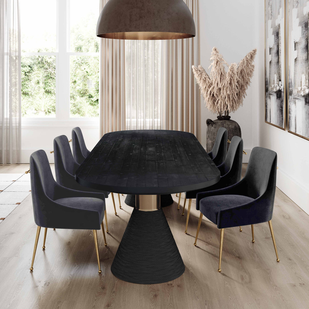 Beatrix Grey Performance Velvet Dining Chair - Gold Legs