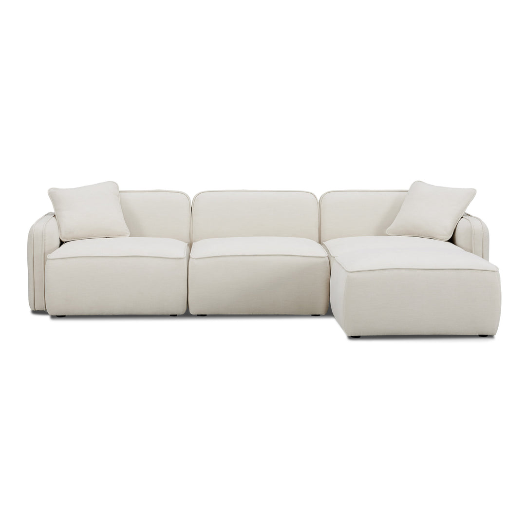 Travie 4-Piece Sand Upcycled Performance Linen Modular Sectional