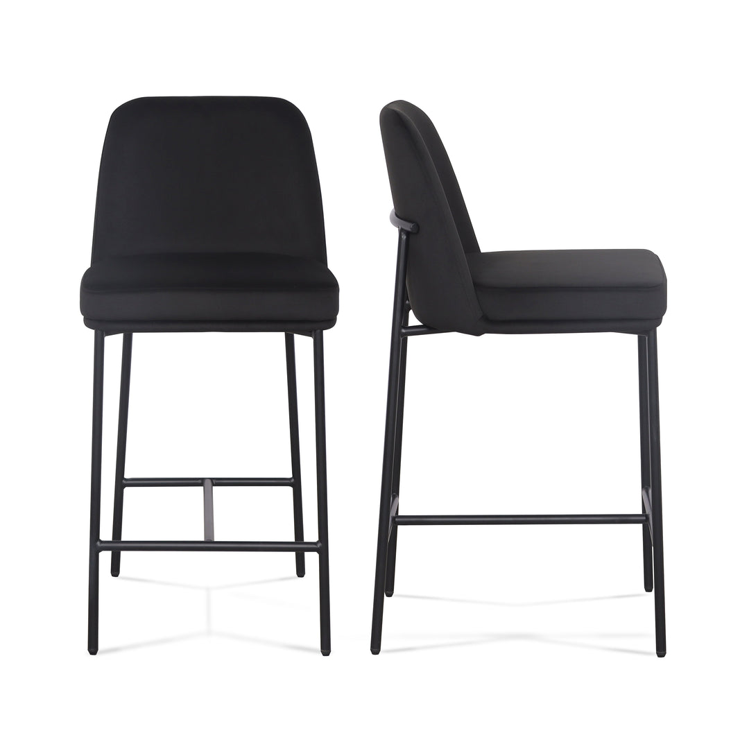 Sydney Black Performance Velvet Counter Stool - Set of 2