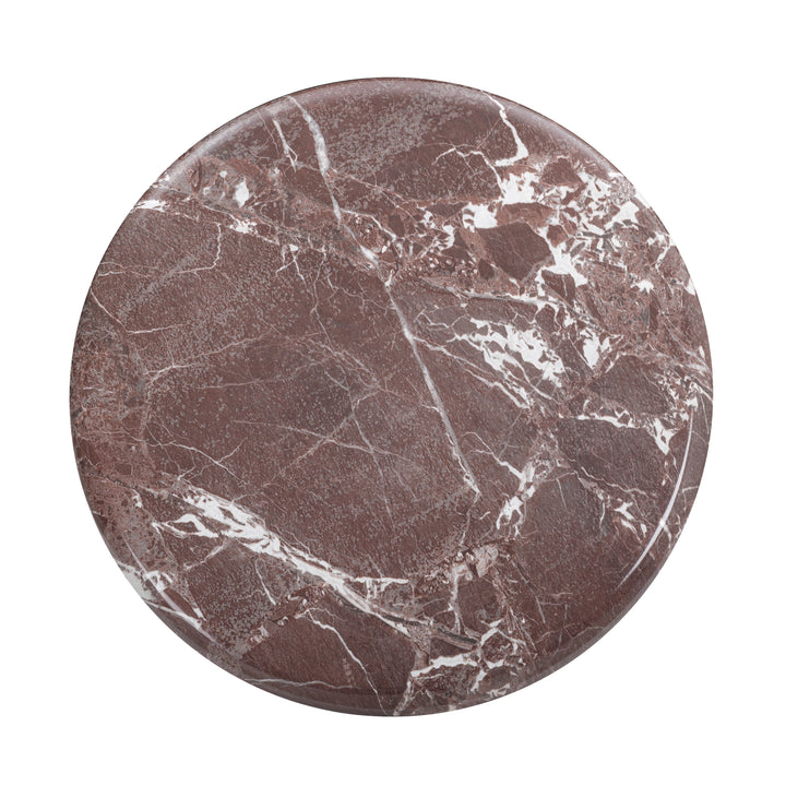 Juju Faux Marble Indoor/Outdoor Round Coffee Table (24"-32") - Red Levanto / Small