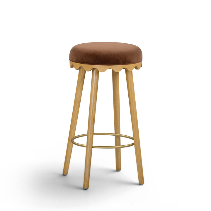 Oodle Bronze Performance Vegan Mohair Bar Stool - Natural Ash
