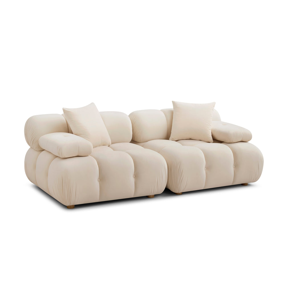 Calliope 79" Off-White Contract-Grade Performance Fabric Modular Loveseat