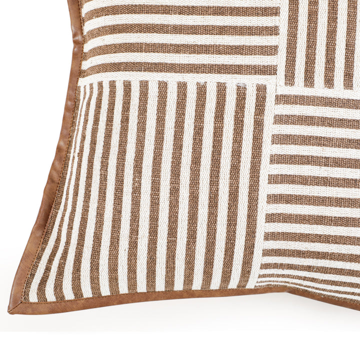 Kora 20" Cotton Jute Contract-Grade Throw Pillow - Brown / With Insert