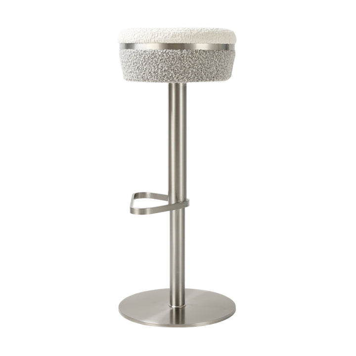 Astro Grey &amp;amp; White Performance Boucle Adjustable Stool