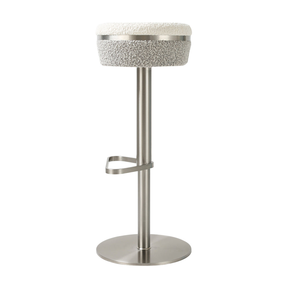 Astro Grey &amp; White Performance Boucle Adjustable Stool