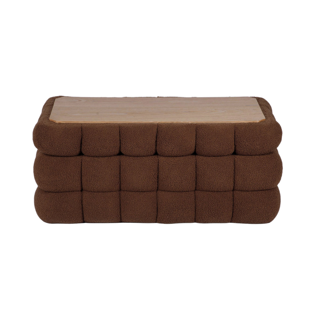 Anita 39" Faux Shearling Storage Bench With Reversible Tray Top - Brown