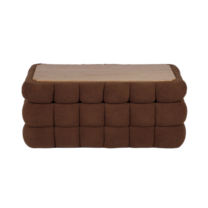 Anita 39" Faux Shearling Storage Bench With Reversible Tray Top - Brown