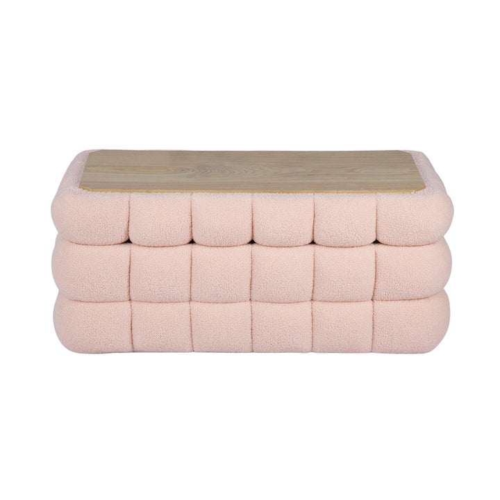 Anita 39" Faux Shearling Storage Bench With Reversible Tray Top - Pink