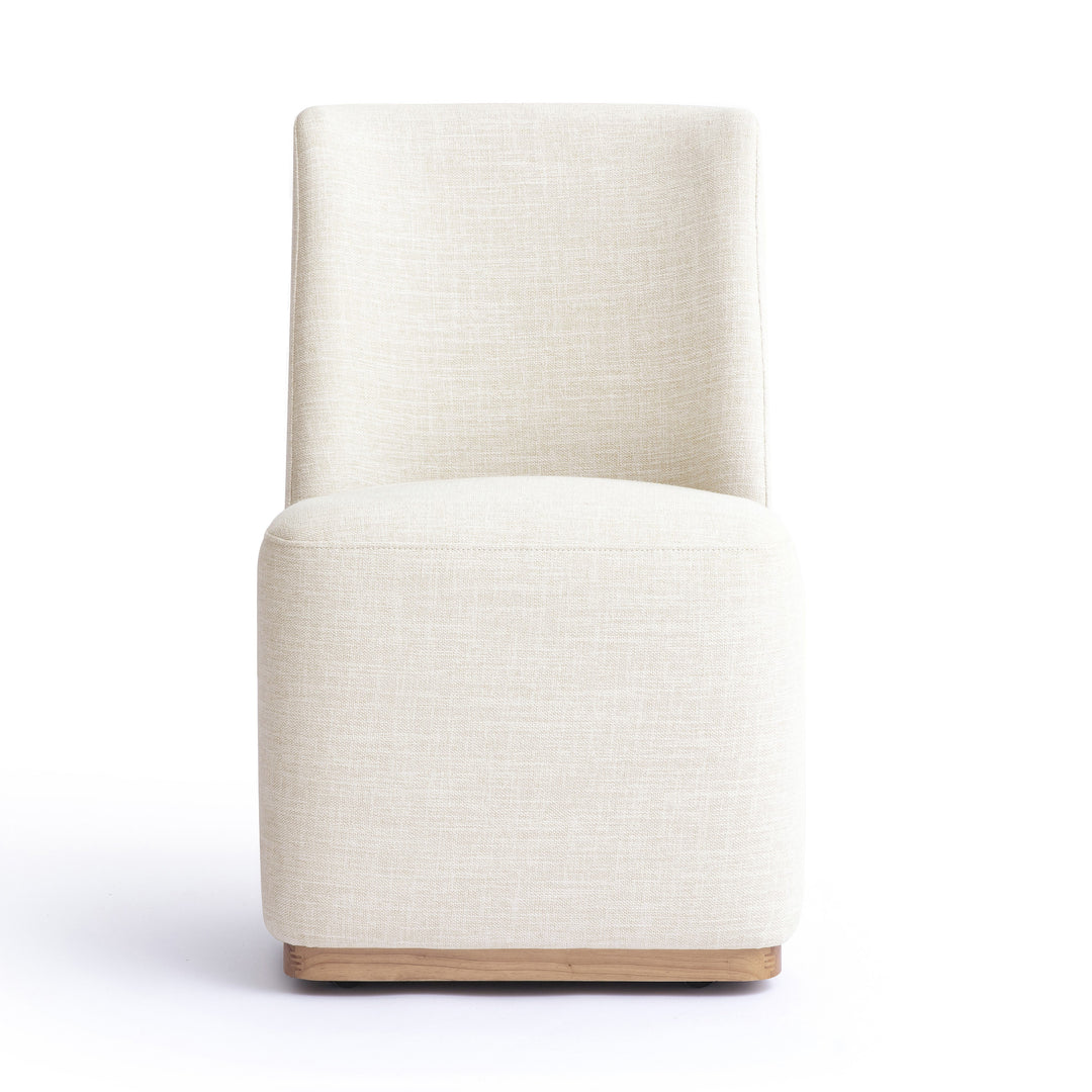 Melissa Cream Performance Fabric Rolling Dining Chair