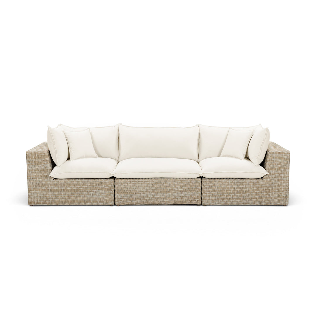 Cali 120" Performance Fabric &amp; Wicker Outdoor Sofa