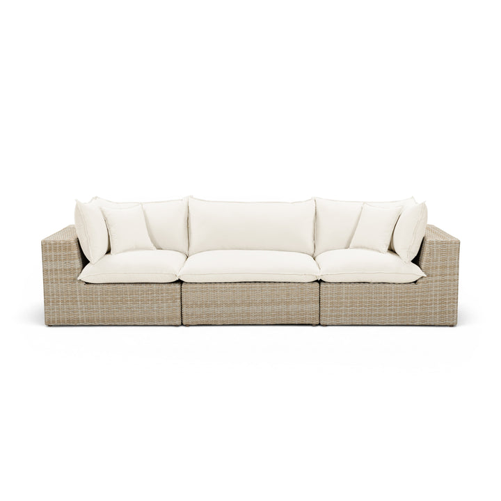 Cali 120" Performance Fabric &amp; Wicker Outdoor Sofa
