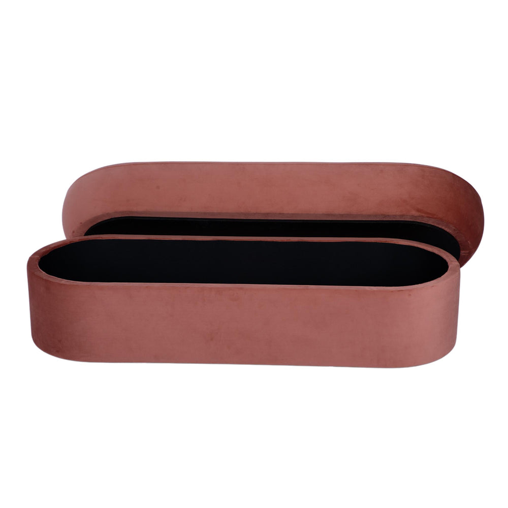 Andrea Performance Velvet Storage Bench (31"-50") - Salmon / 50"