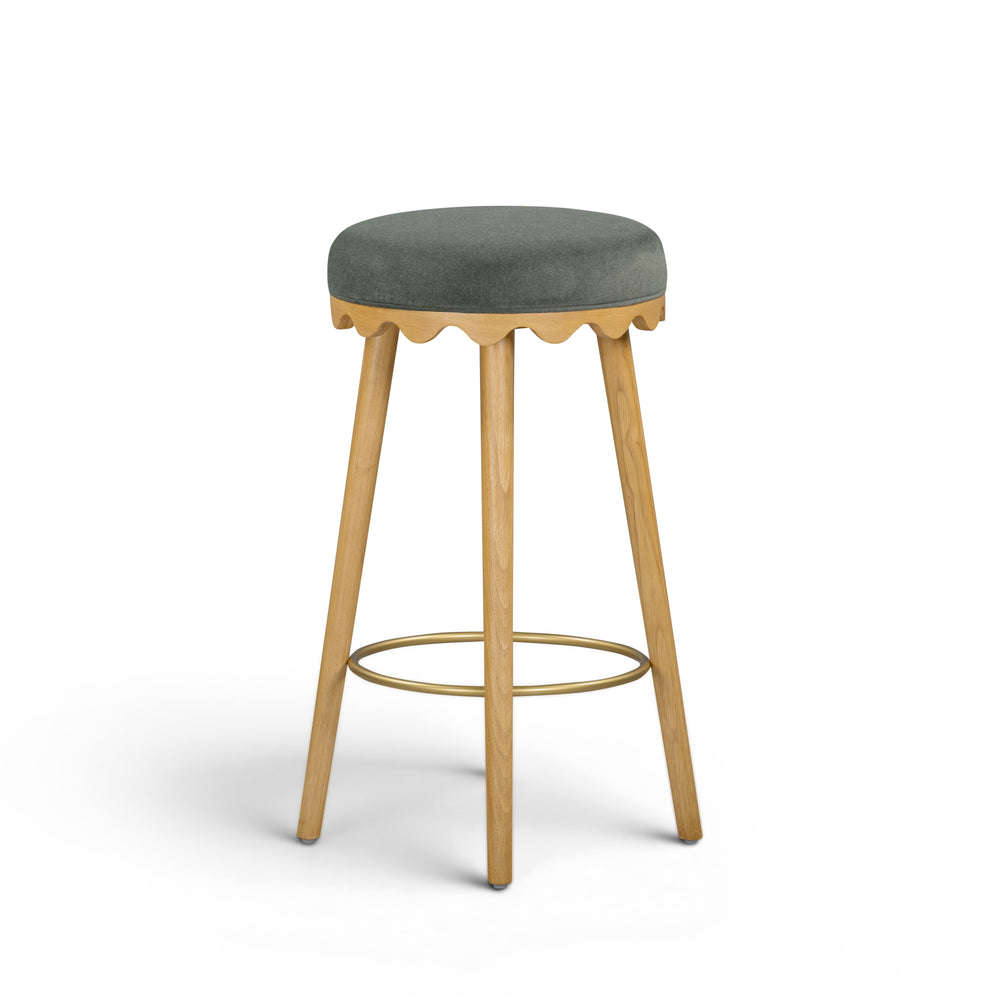 Oodle Green Performance Vegan Mohair Bar Stool - Natural Ash