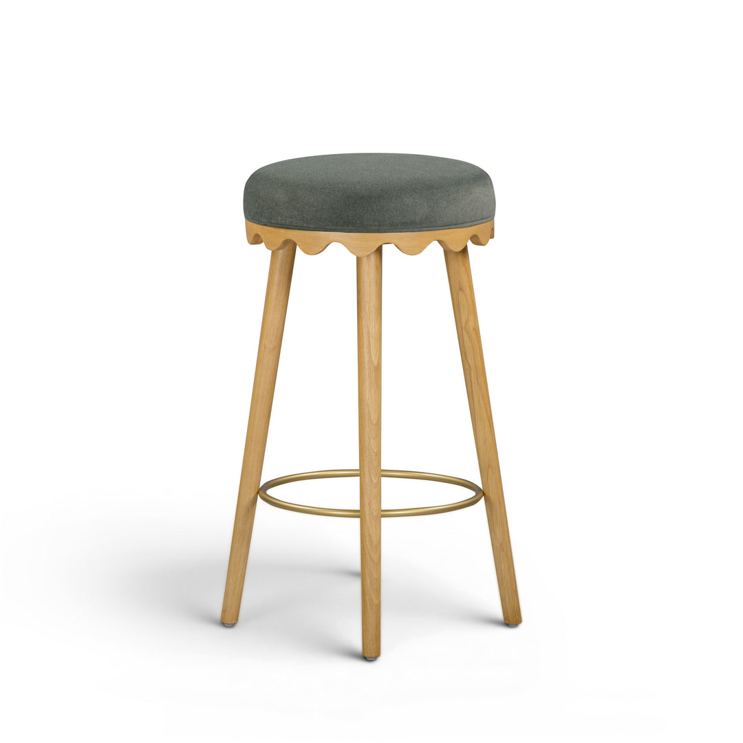 Oodle Green Performance Vegan Mohair Bar Stool - Natural Ash