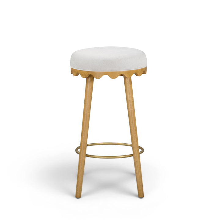 Oodle Cream Performance Vegan Mohair Bar Stool - Natural Ash