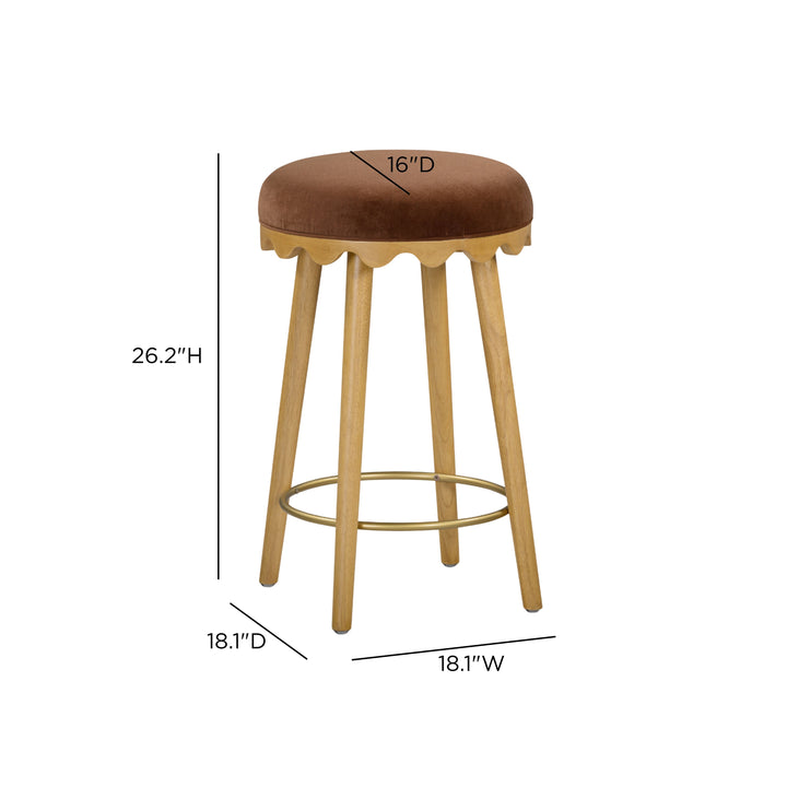 Oodle Bronze Performance Vegan Mohair Counter Stool - Natural Ash