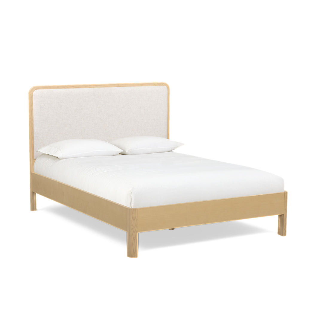Rafaelle Natural Solid Ash and Cream Upholstered Bed - Queen