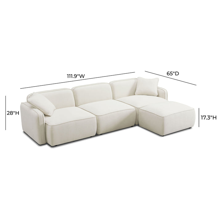 Travie 4-Piece Sand Upcycled Performance Linen Modular Sectional