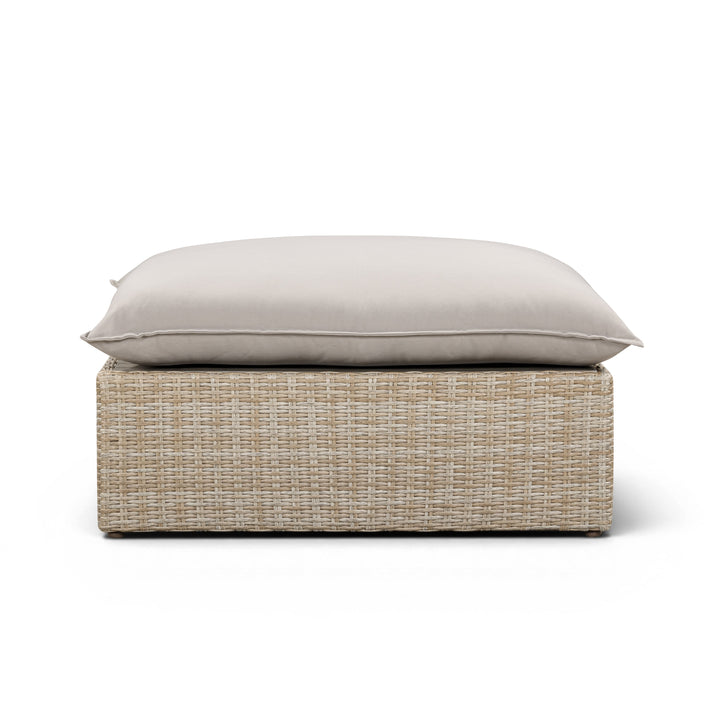 Cali Performance Fabric &amp; Wicker Outdoor Ottoman