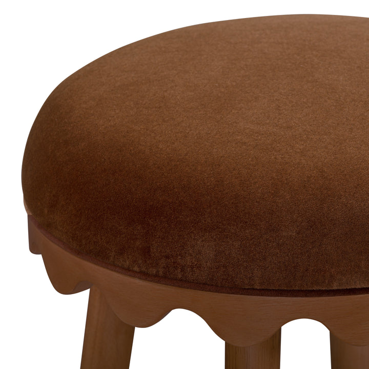 Oodle Bronze Performance Vegan Mohair Bar Stool - Light Walnut