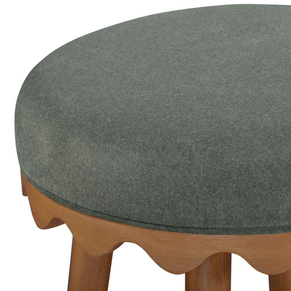 Oodle Green Performance Vegan Mohair Counter Stool - Light Walnut