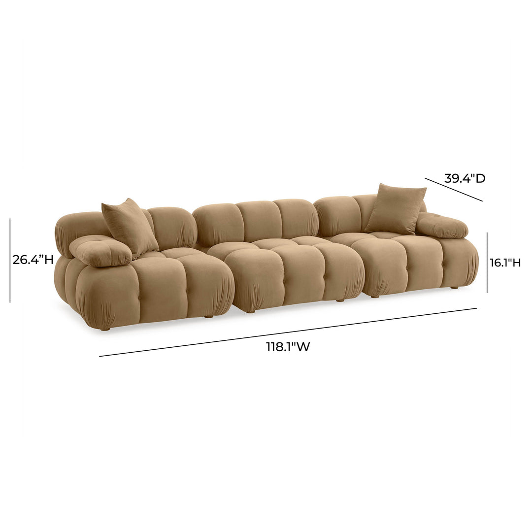 Calliope 118" Cafe Au Lait Performance Velvet Modular Sofa
