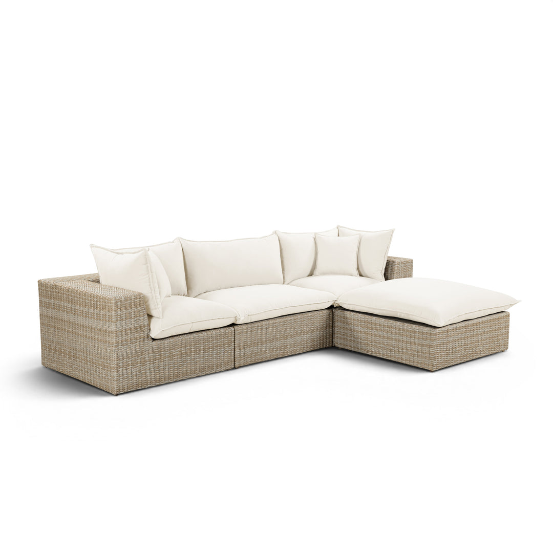 Cali 4-Piece Performance Fabric &amp; Wicker Outdoor Sectional