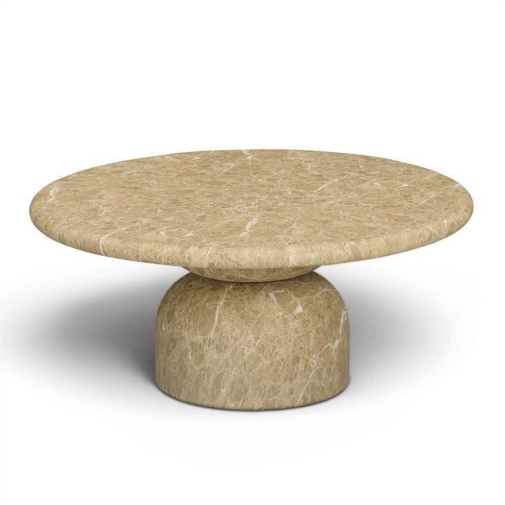 Cynthia 36" Light Emperador Marble Concrete Indoor/Outdoor Coffee Table