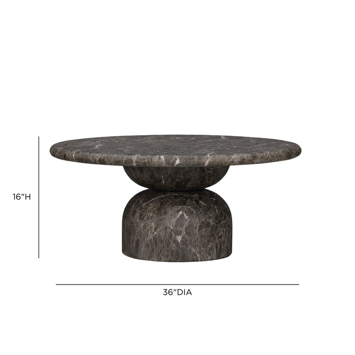 Cynthia 36" Dark Emperador Marble Concrete Indoor/Outdoor Coffee Table