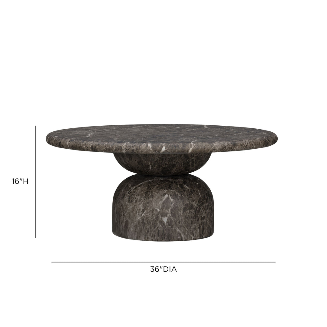 Cynthia 36" Dark Emperador Marble Concrete Indoor/Outdoor Coffee Table