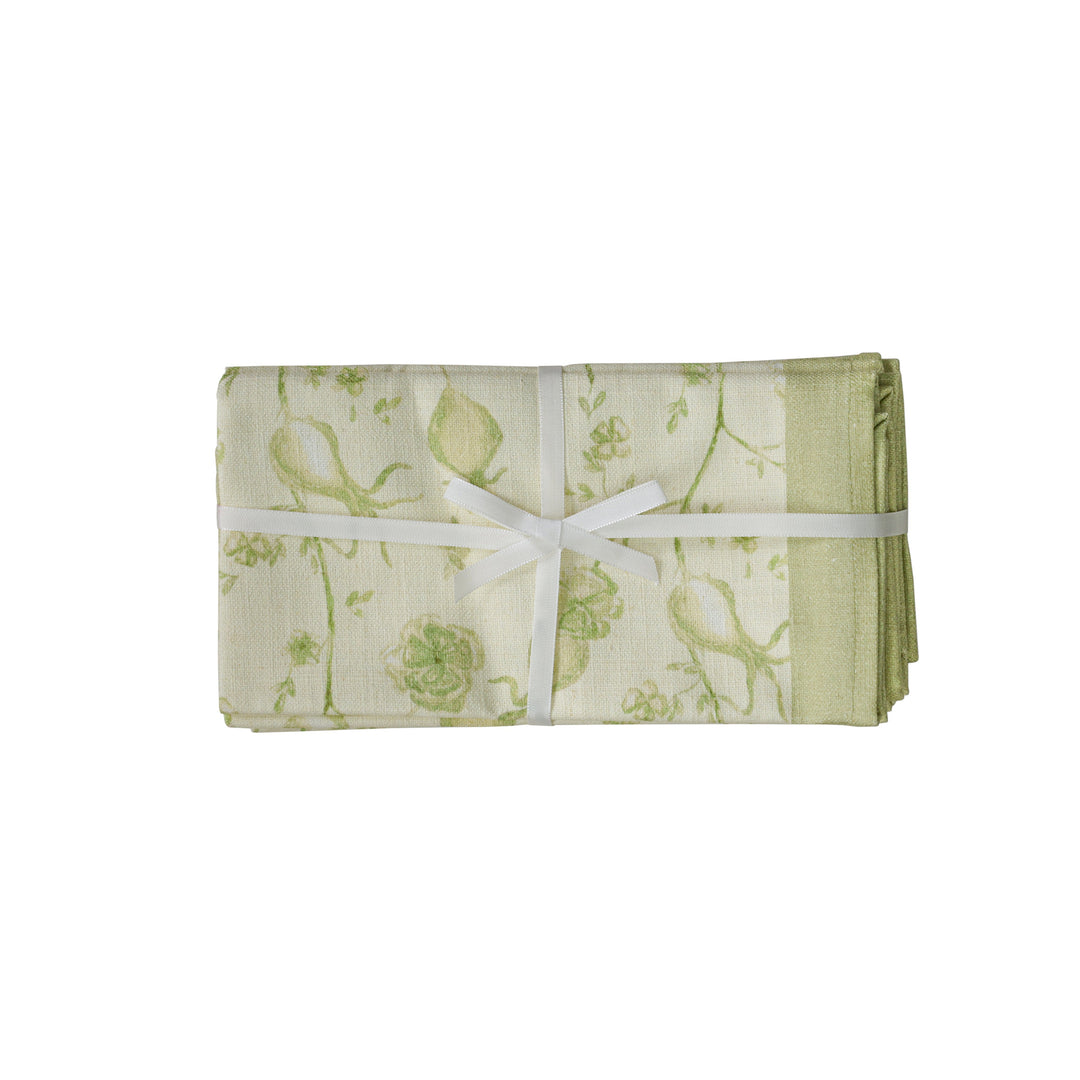 Dolce Olive Green Natural Cotton Napkins - Set of 4