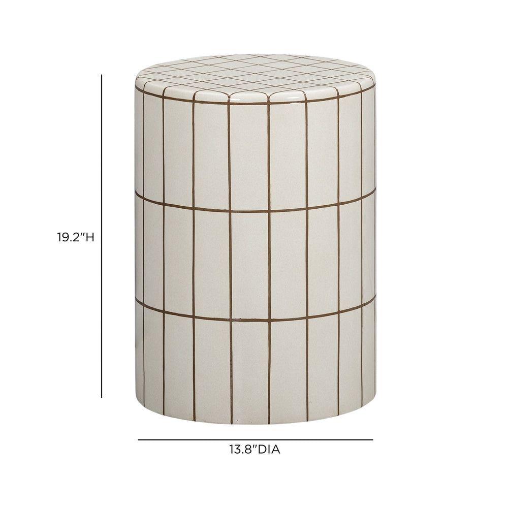Tatiana Round Concrete Indoor/Outdoor Side Table - Ecru