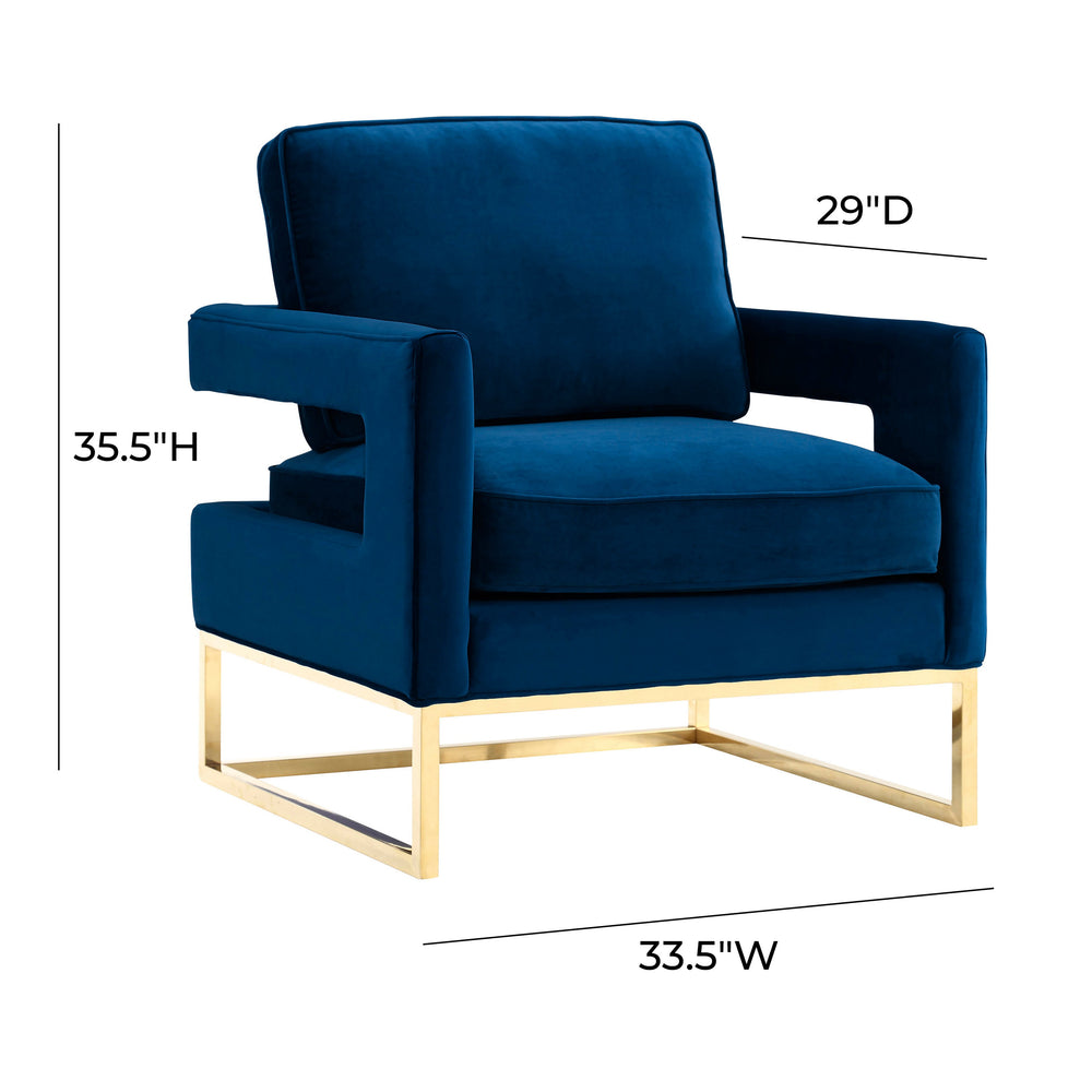 Avery Performance Velvet Accent Chair - Navy