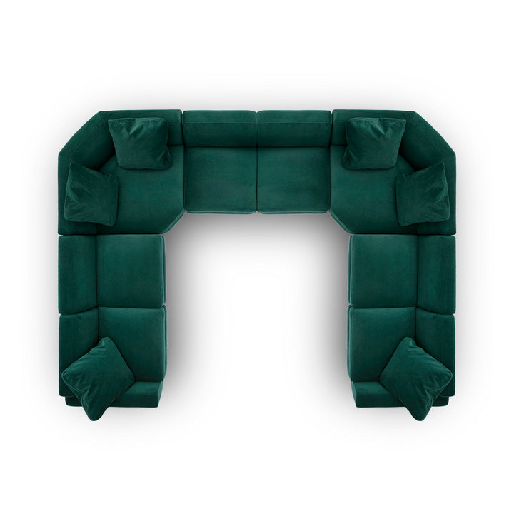 Perry 8-Piece Modular Large U-Sectional - Deep Green