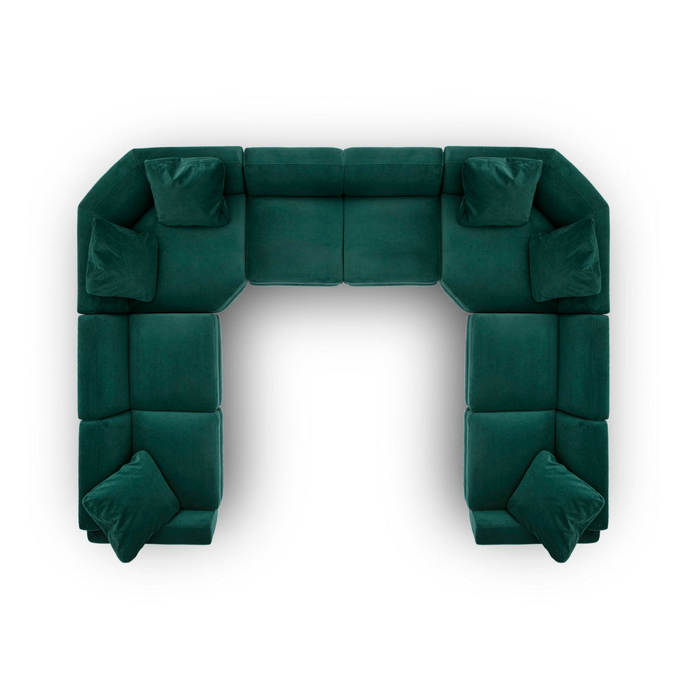 Perry 8-Piece Modular Large U-Sectional - Deep Green