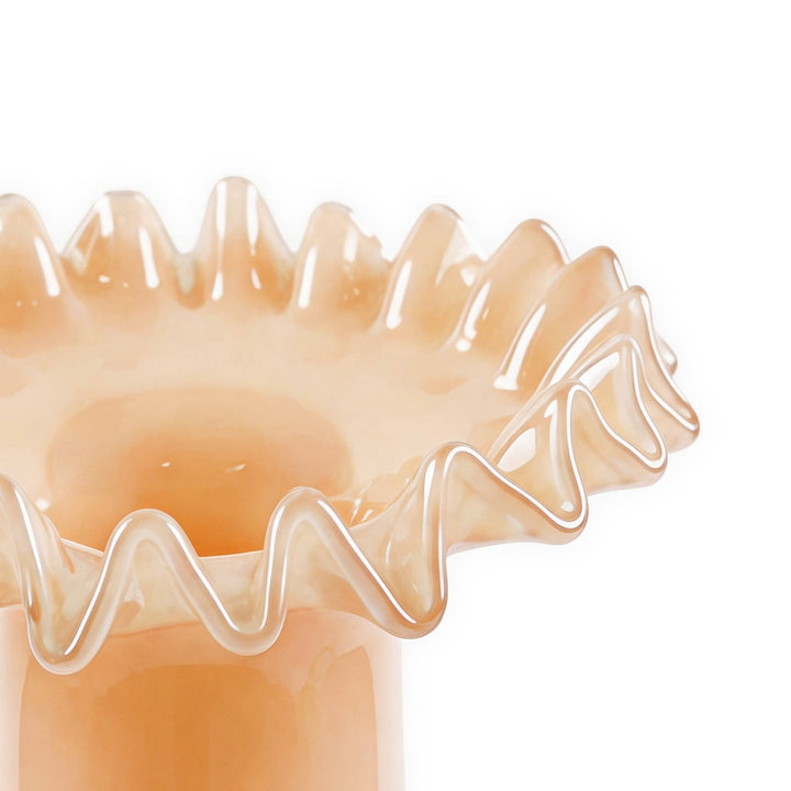 Ruff Peach Glass Vase