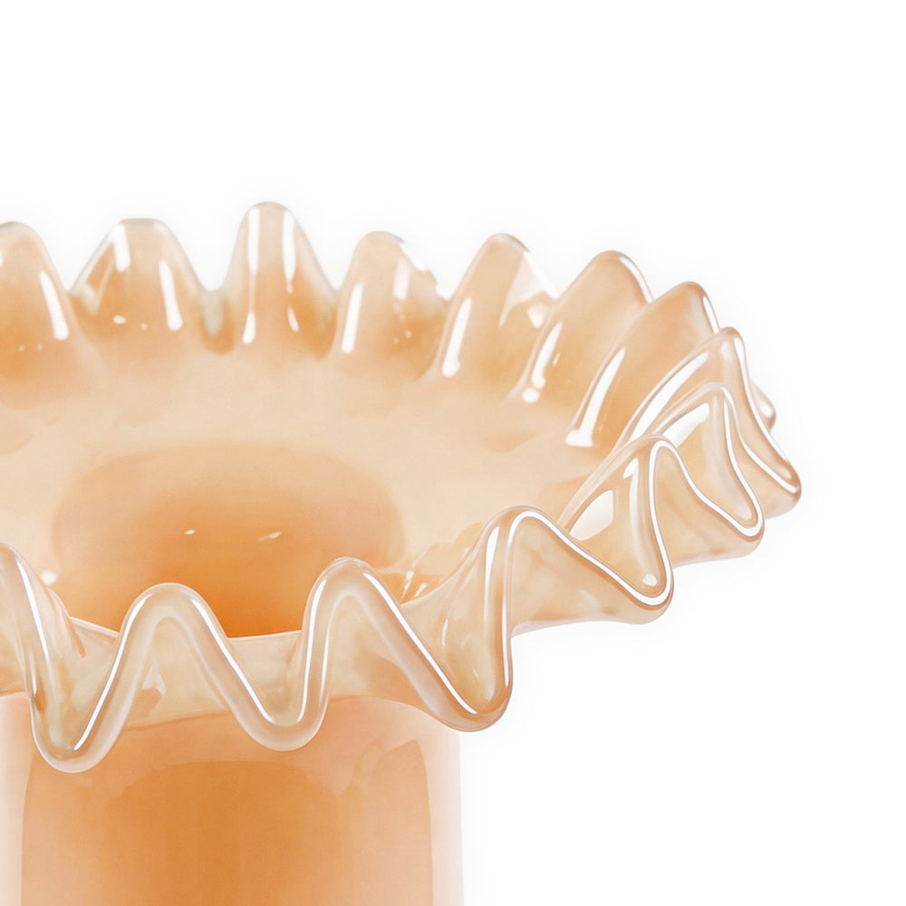 Ruff Peach Glass Vase