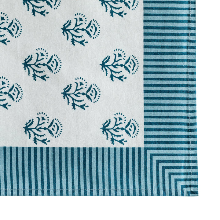 Crissy Blue Vintage Floral Cotton Canvas Printed Napkins - Set of 4