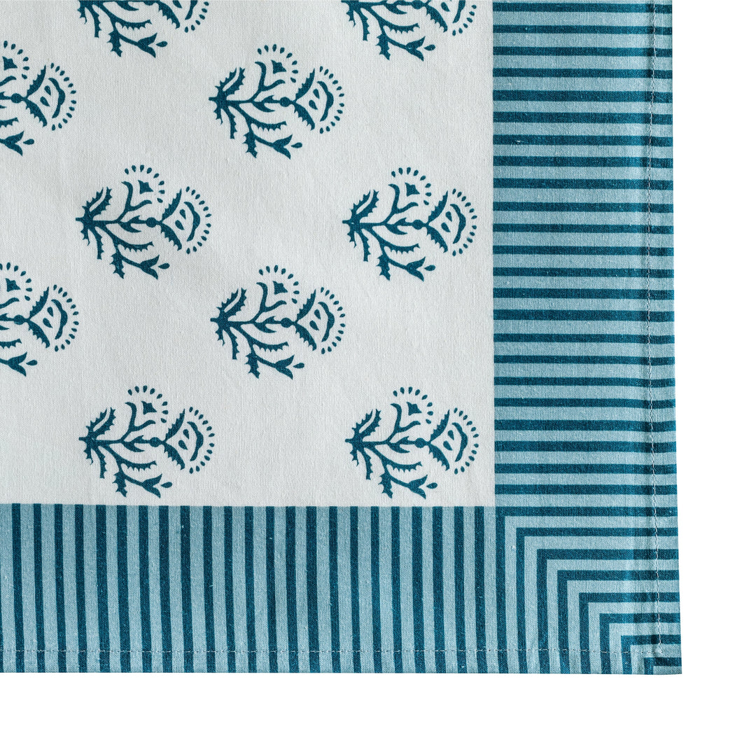 Crissy Blue Vintage Floral Cotton Canvas Printed Napkins - Set of 4