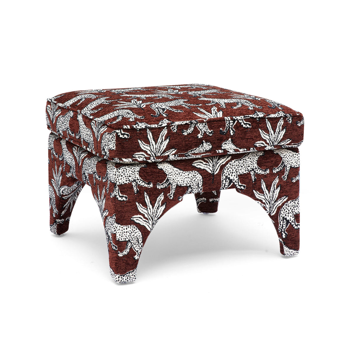 Raji Leopard Performance Jacquard Ottoman