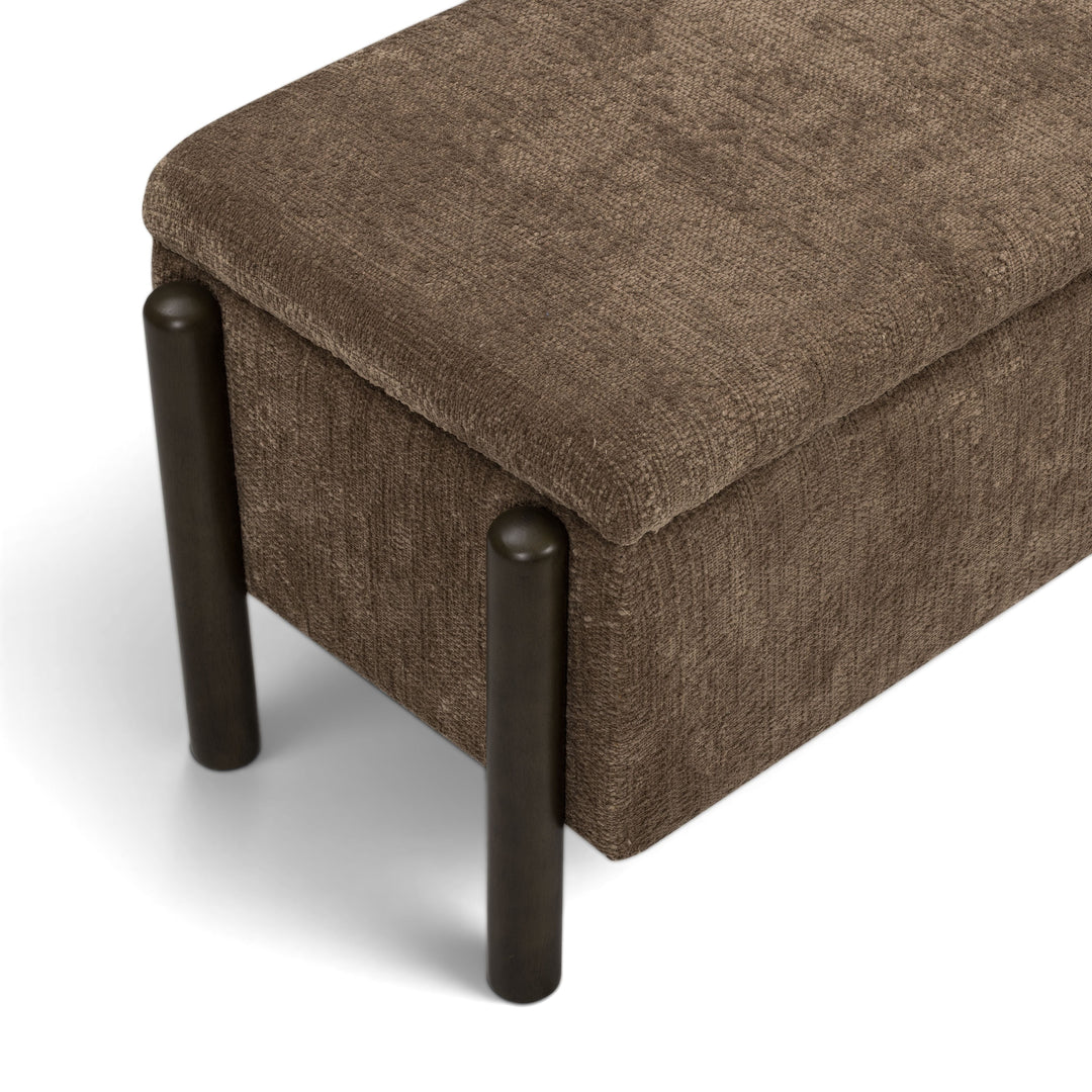 Abby 52" Brown Nubby Fabric Storage Bench