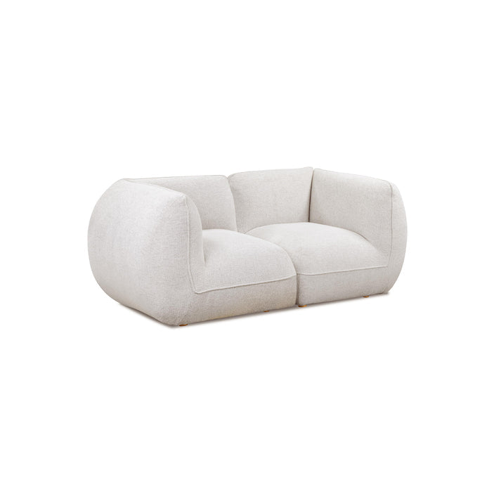 Arezza 80" Stone White Contract-Grade Basketweave Chenille Modular Loveseat
