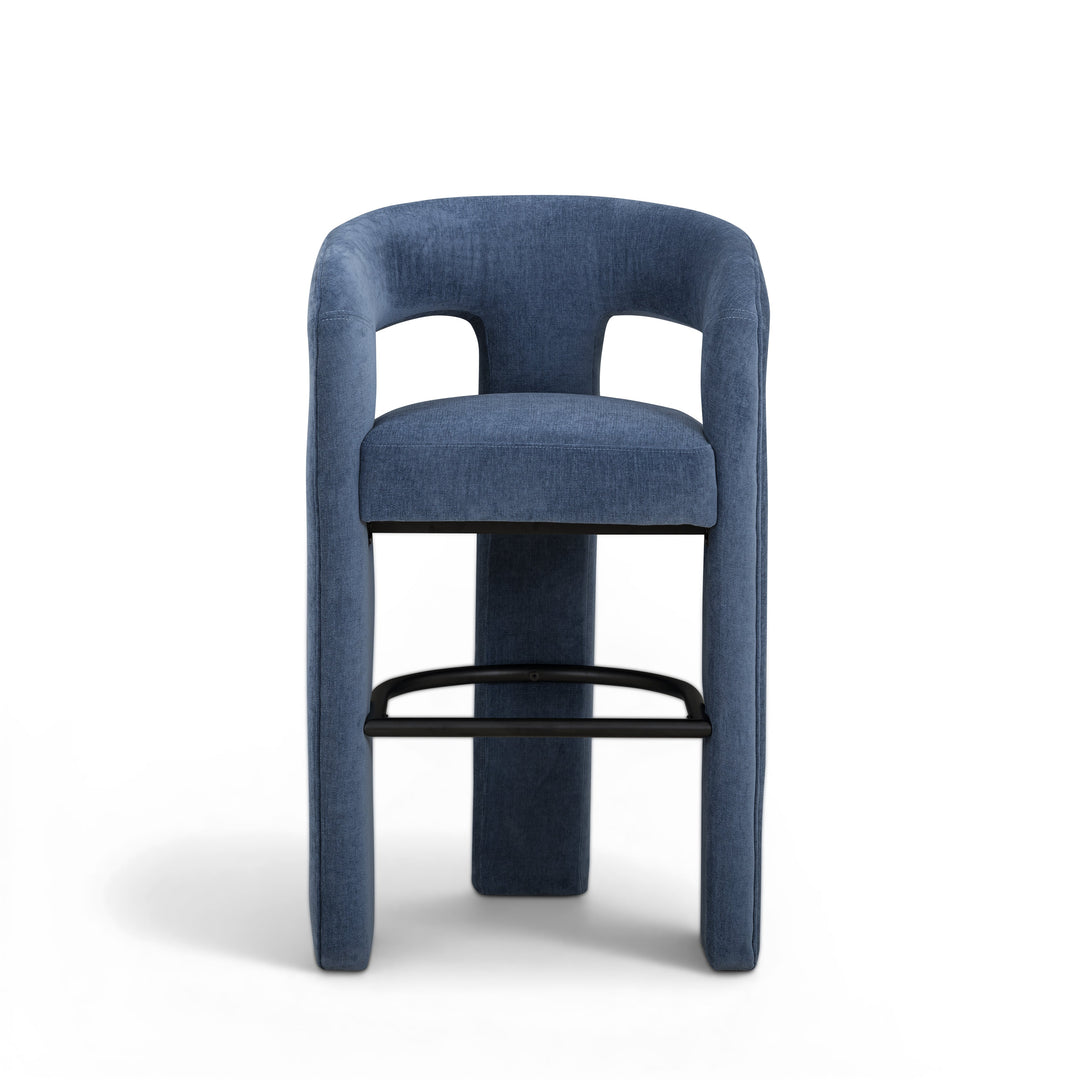 Malone Blue Denim Performance Chenille Bar Stool