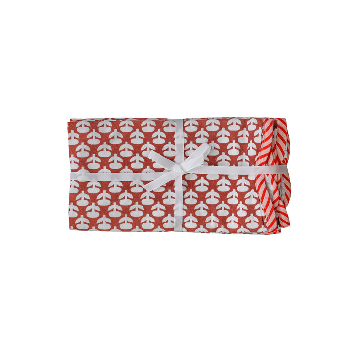 Crissy Rust Vintage Floral Cotton Canvas Printed Napkins - Set of 4