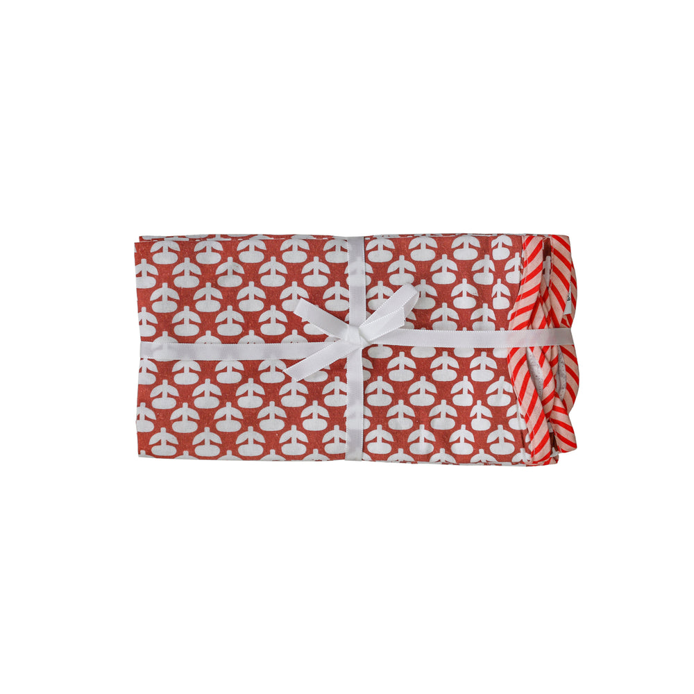 Crissy Rust Vintage Floral Cotton Canvas Printed Napkins - Set of 4