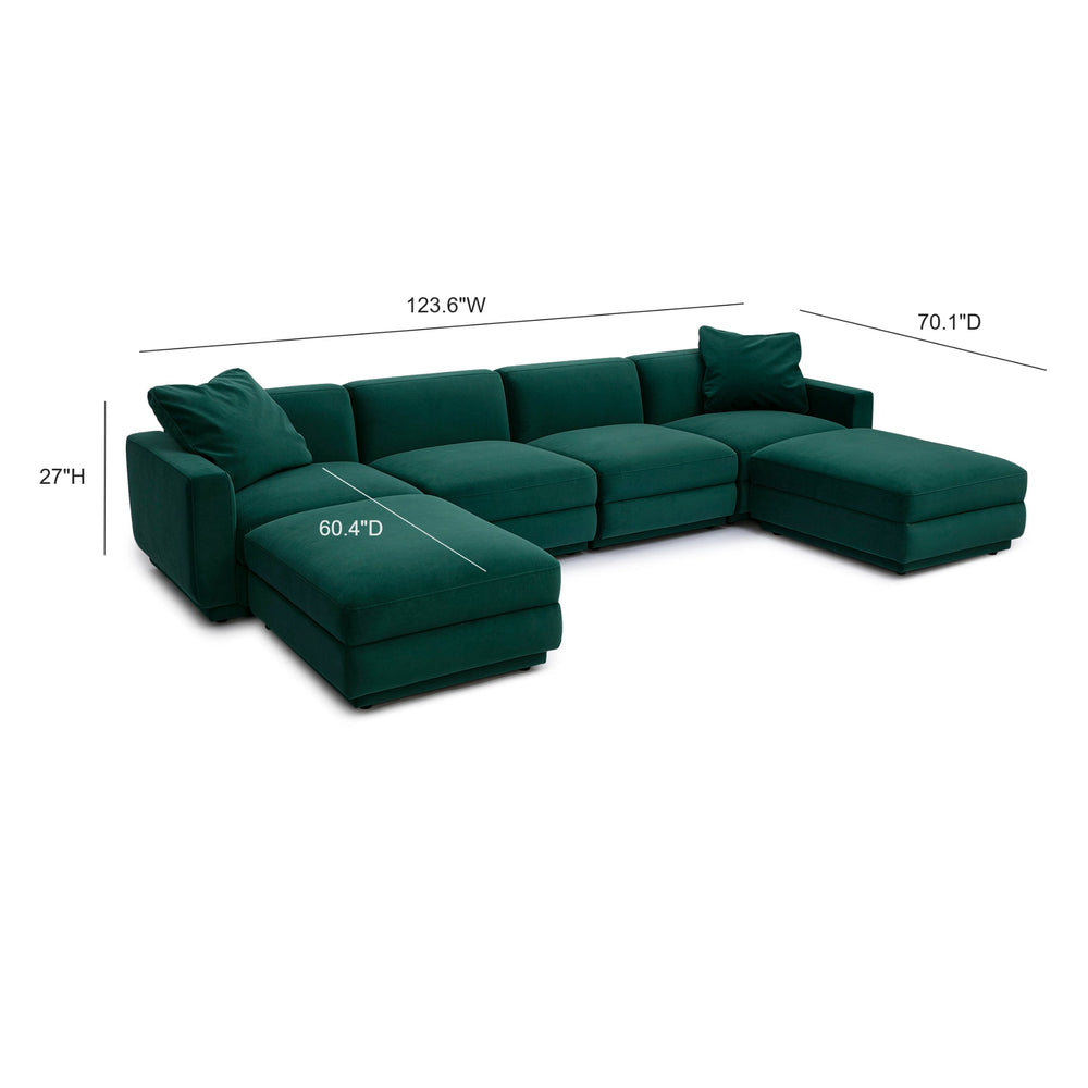 Perry 6-Piece Modular U-Sectional - Deep Green