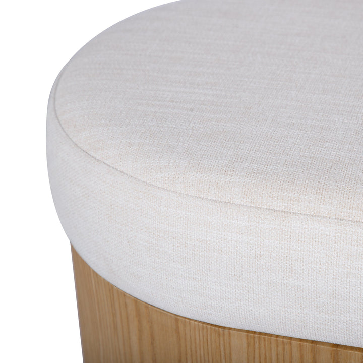 Poppi 49" Cream Performance Fabric Storage Bench