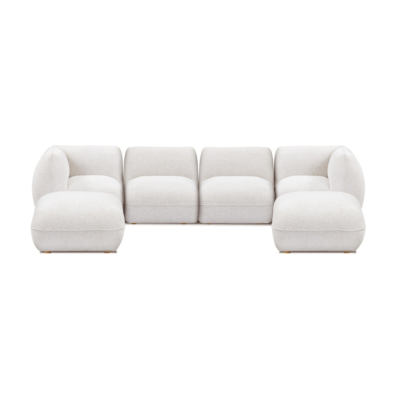 Arezza Stone White Contract-Grade Basketweave Chenille Modular U-Chaise Sectional